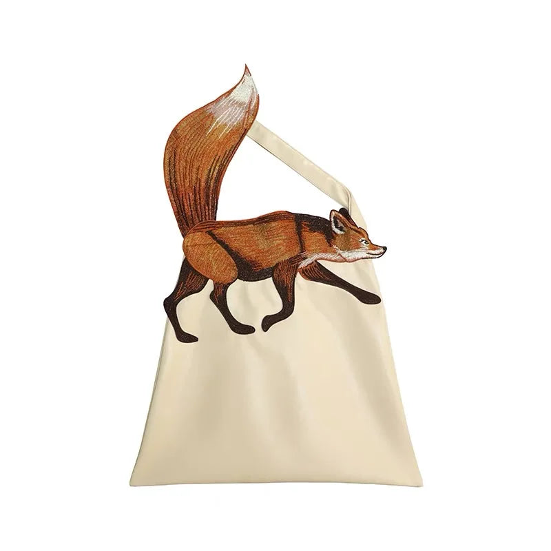 Original Design Golden Fox Embroidered Bag