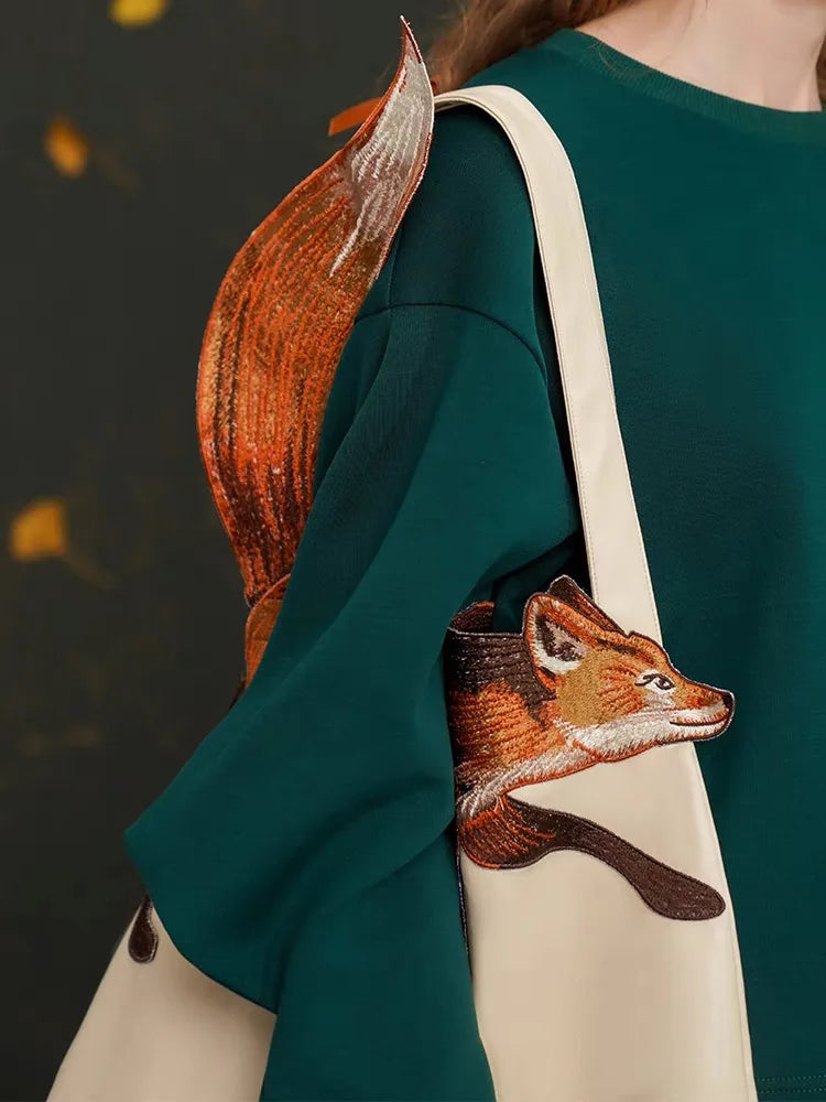 Original Design Golden Fox Embroidered Bag