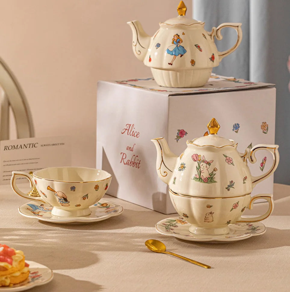Alice Theme Ceramic Tea Pot Set