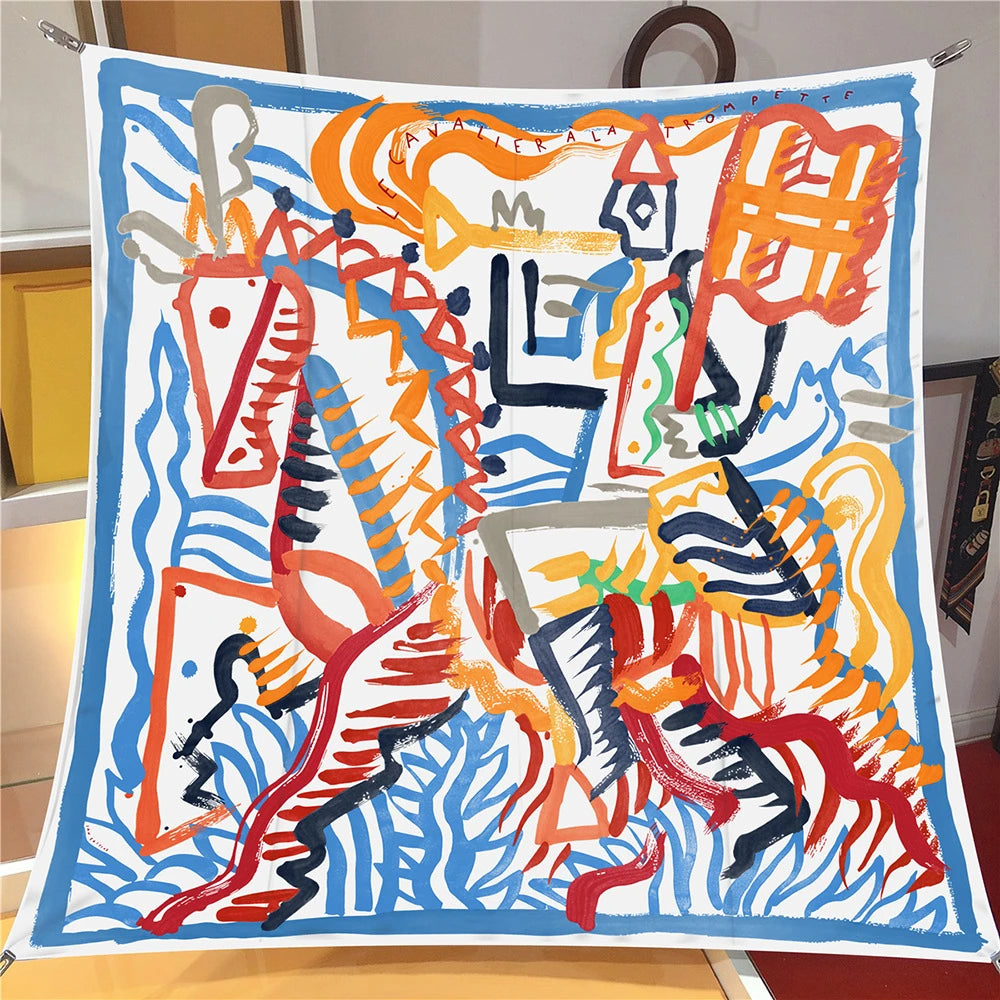 Painted Horse Twill Silk Scarf