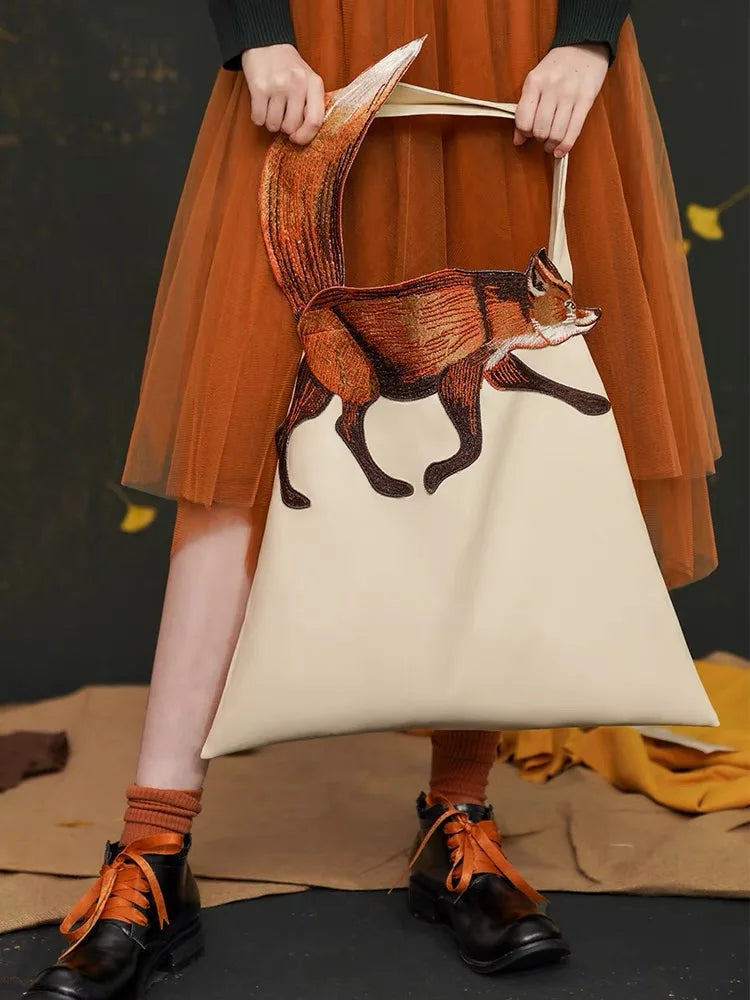 Original Design Golden Fox Embroidered Bag