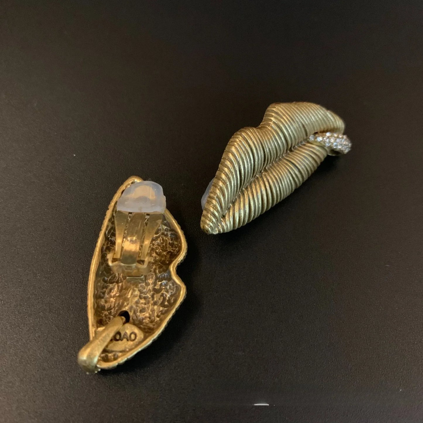 Vintage Rhinestone Visage Brooch & Ear Clips