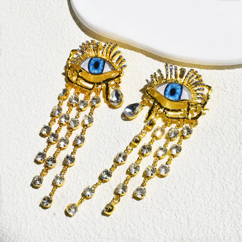 Golden Gaze Ethnic Dangle Earrings