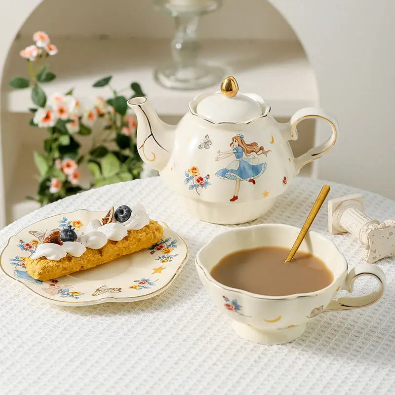 Alice Theme Ceramic Tea Pot Set