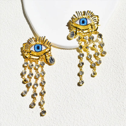 Golden Gaze Ethnic Dangle Earrings