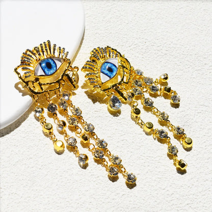 Golden Gaze Ethnic Dangle Earrings
