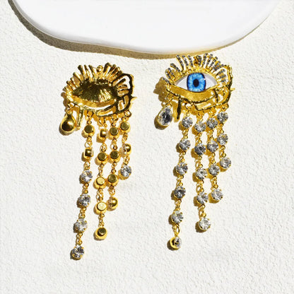 Golden Gaze Ethnic Dangle Earrings