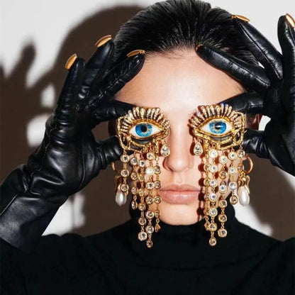 Golden Gaze Ethnic Dangle Earrings